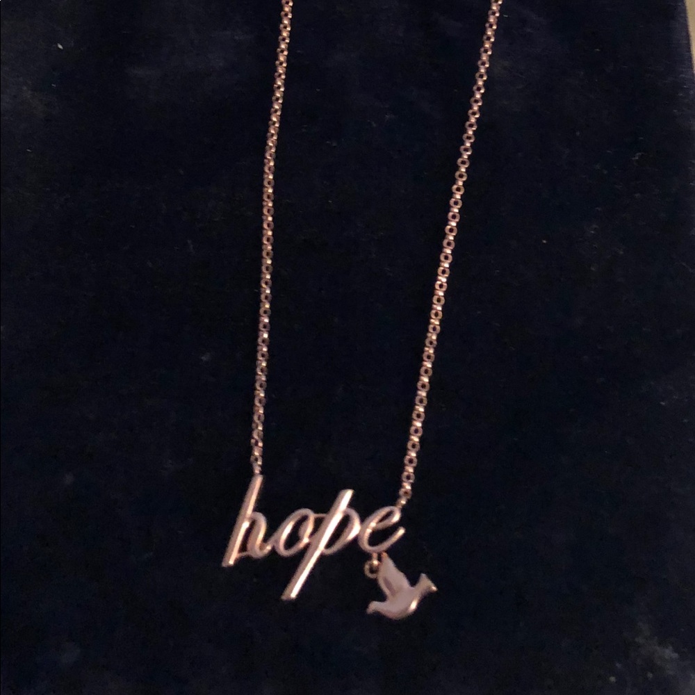 Rose Gold Hope with Dove Necklace.